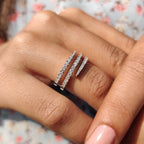Round Cut Half Eternity Spiral Wedding Band