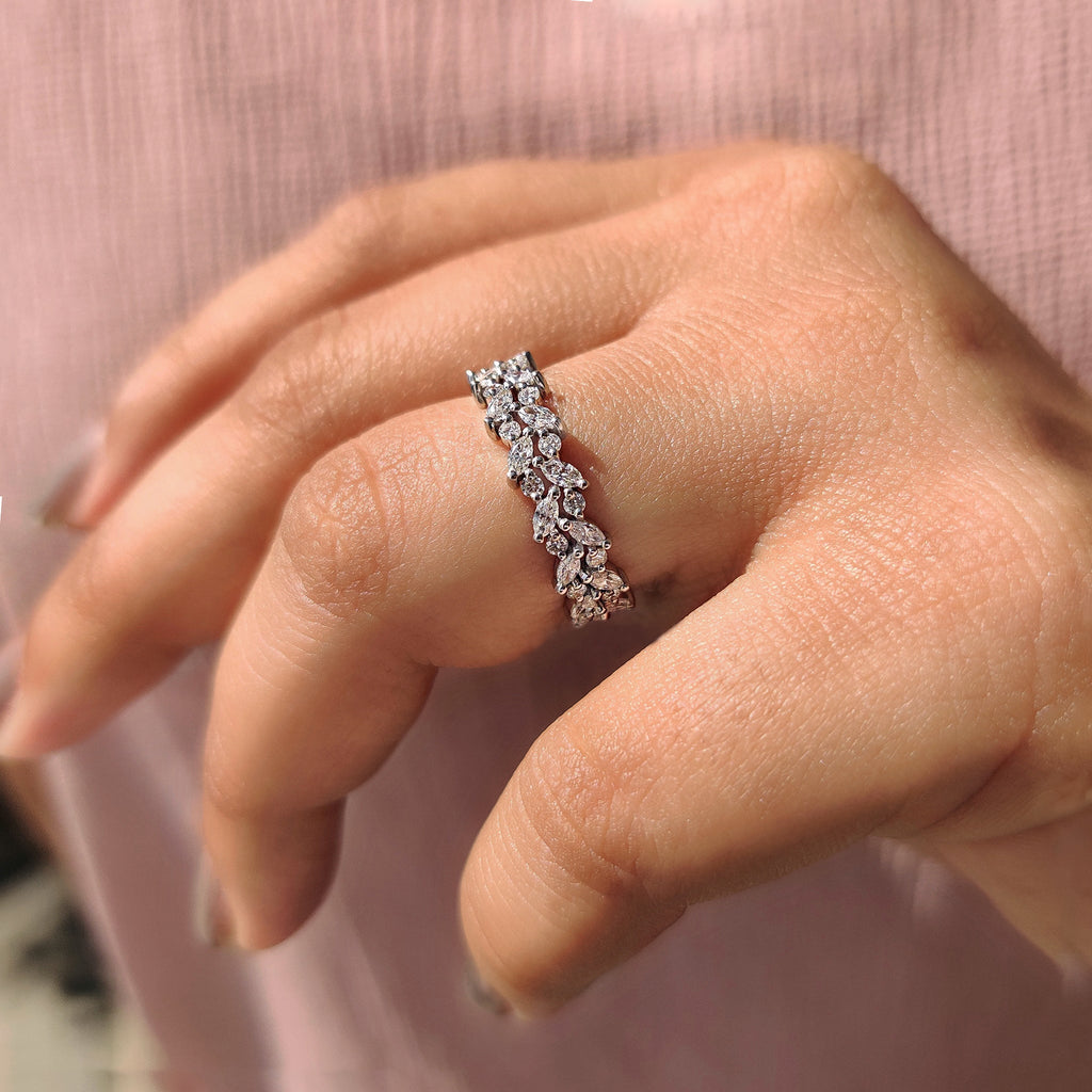 Marquise And Round Wedding Band With Eternity Style