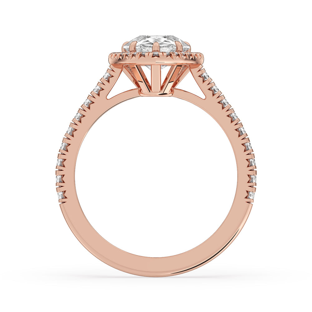 Pear Halo Engagement Ring with Elegant Pave Setting