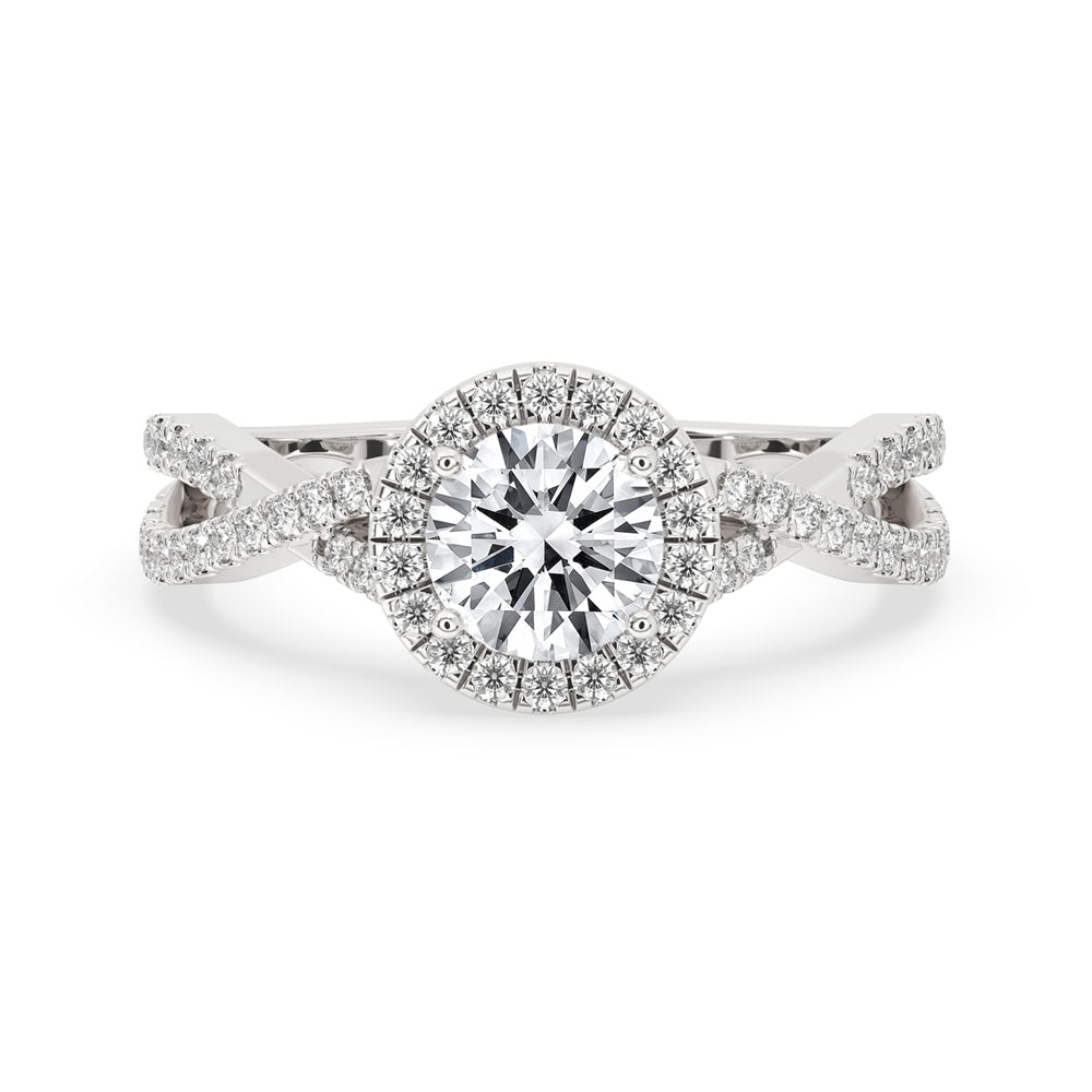 Twisted Engagement Ring With Halo Style Main image