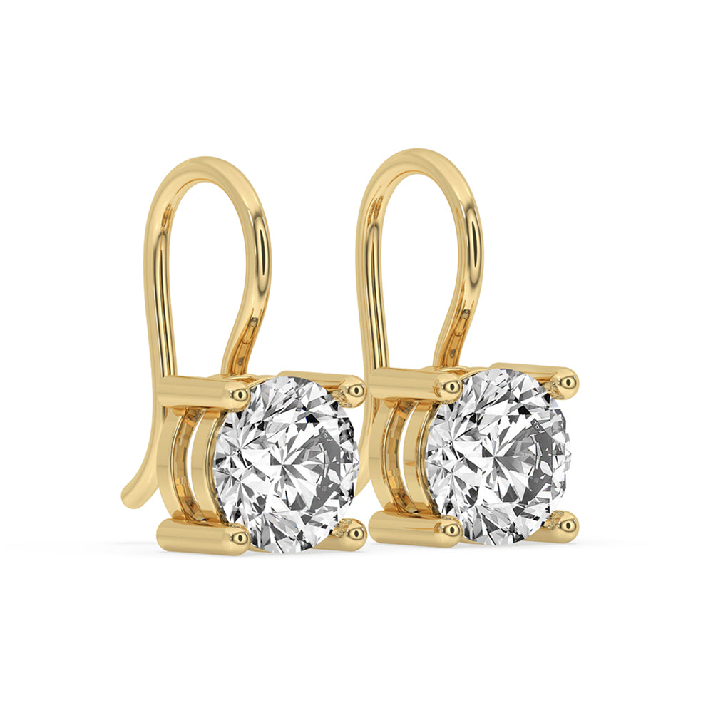 Dangle Diamond Earrings With Round Cut Diamond