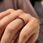Round Cut Blue Sapphire Wedding Band
