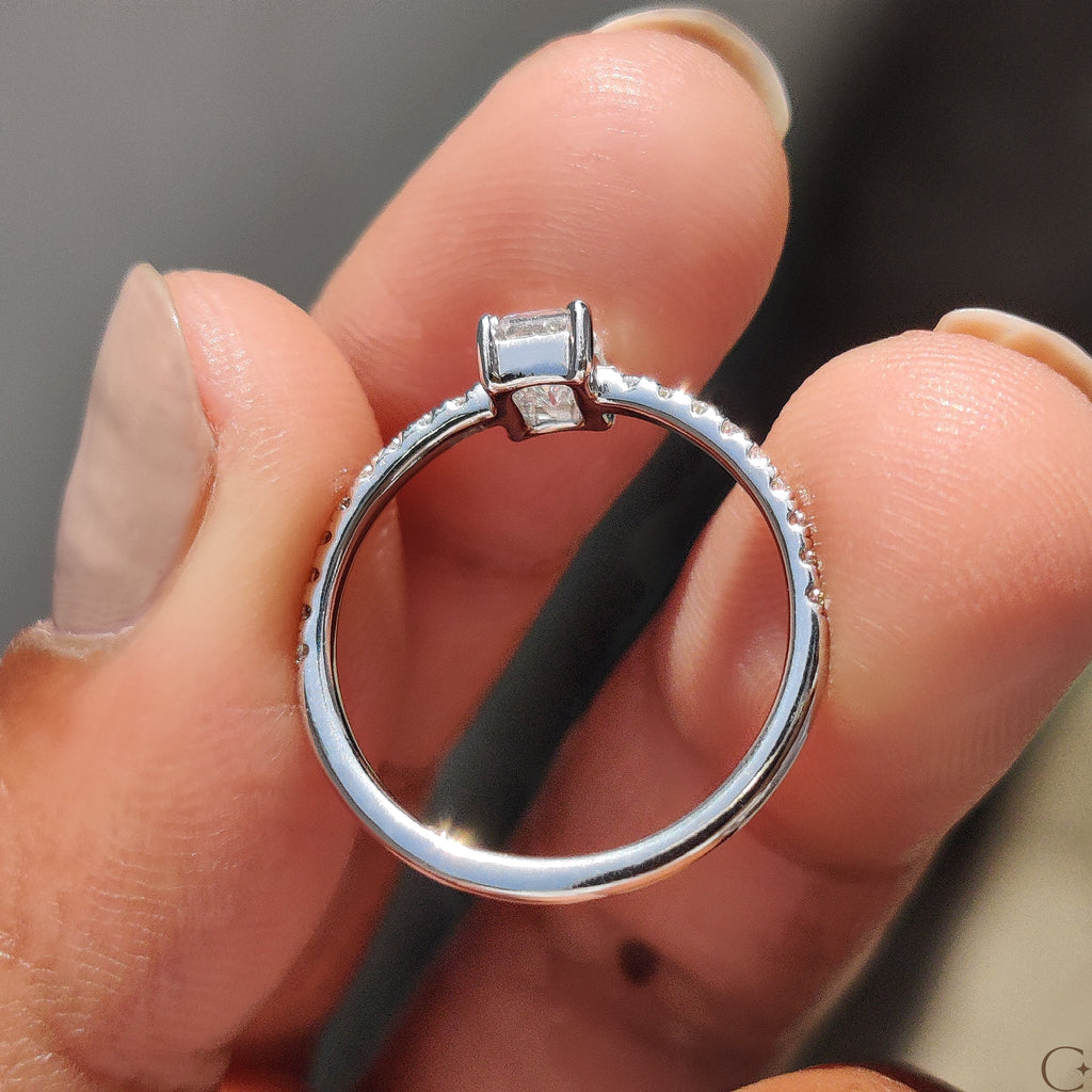 Emerald Pave Ring With Secure Four Prong Setting