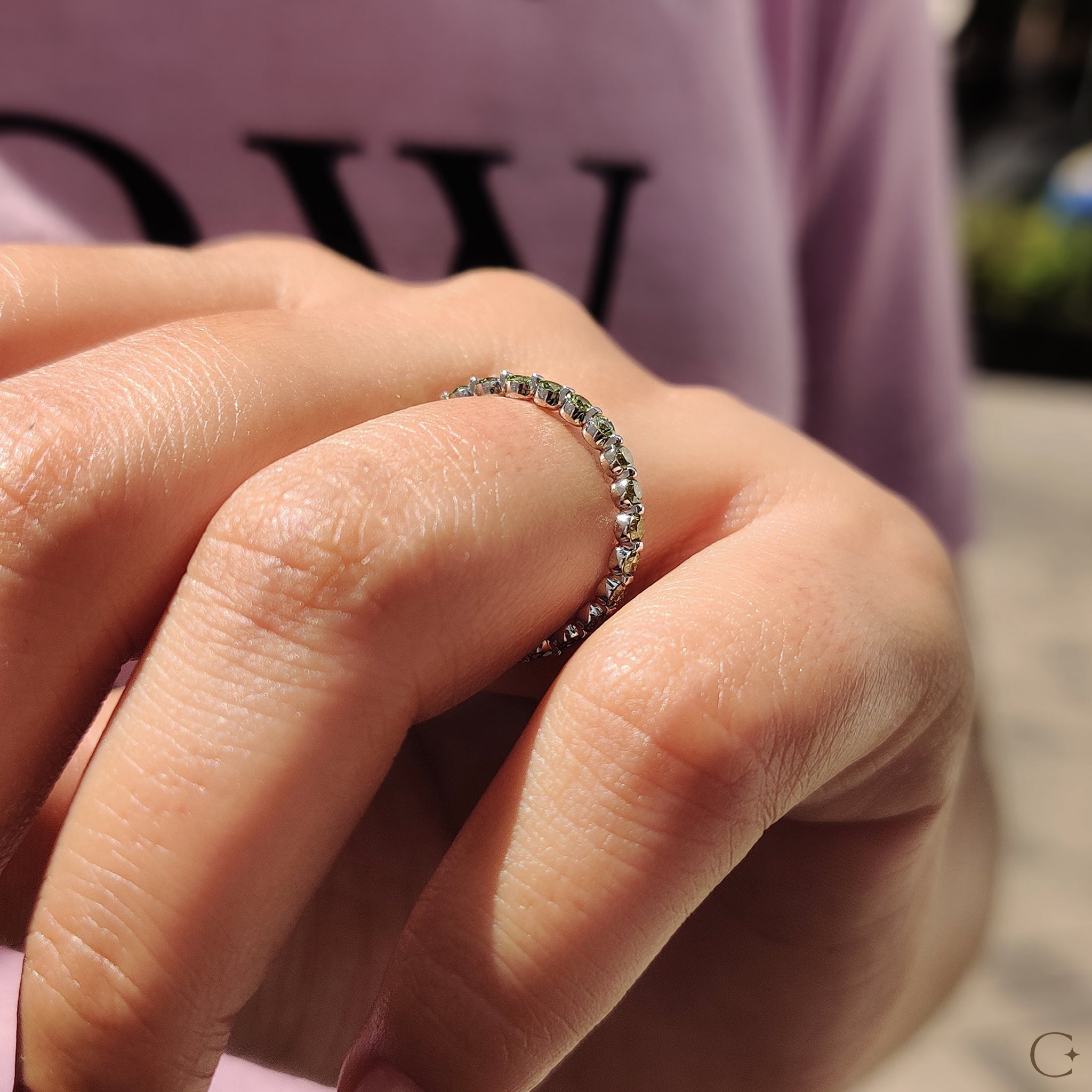 Eternity Round Cut Green Diamond Band