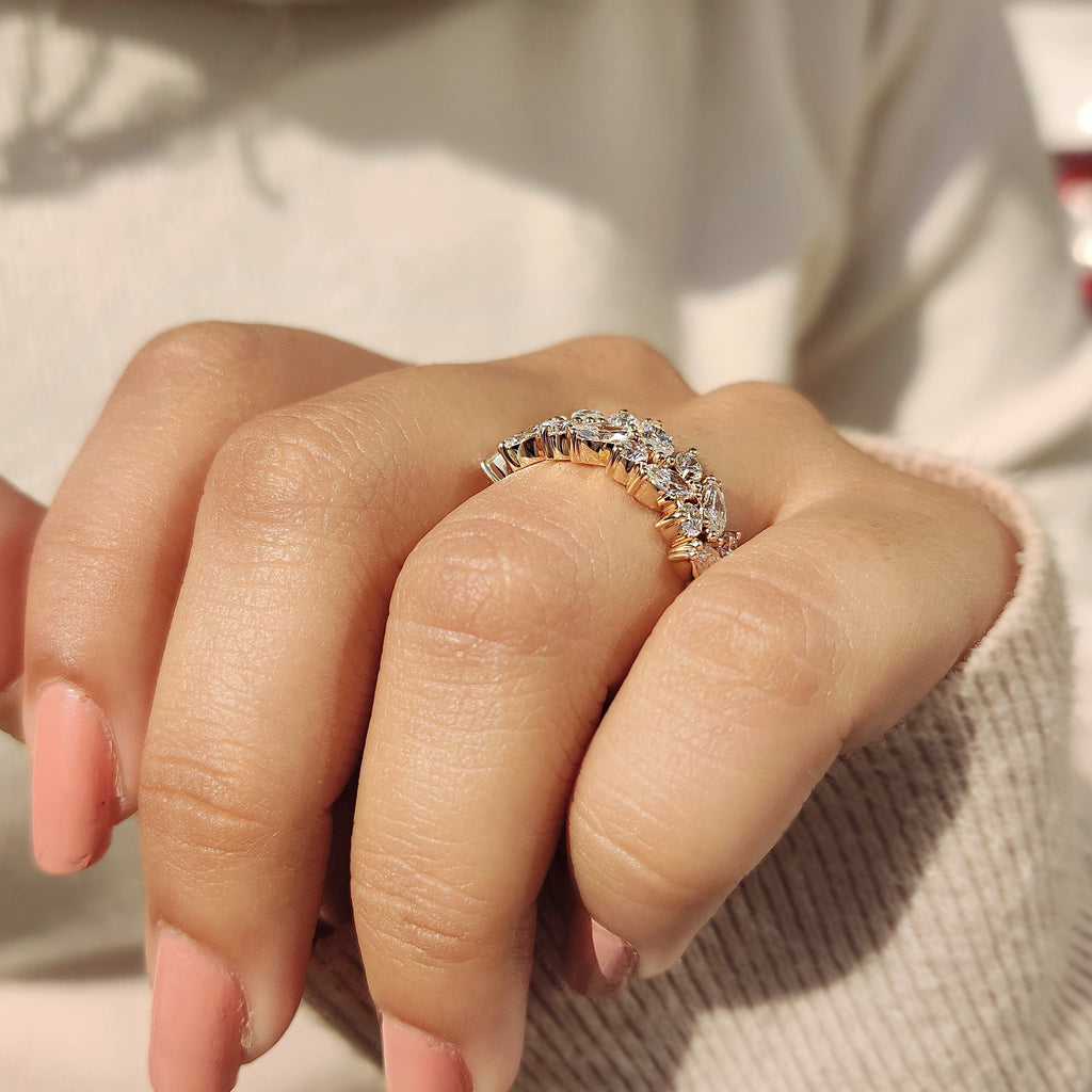 Half Eternity Marquise and round wedding band