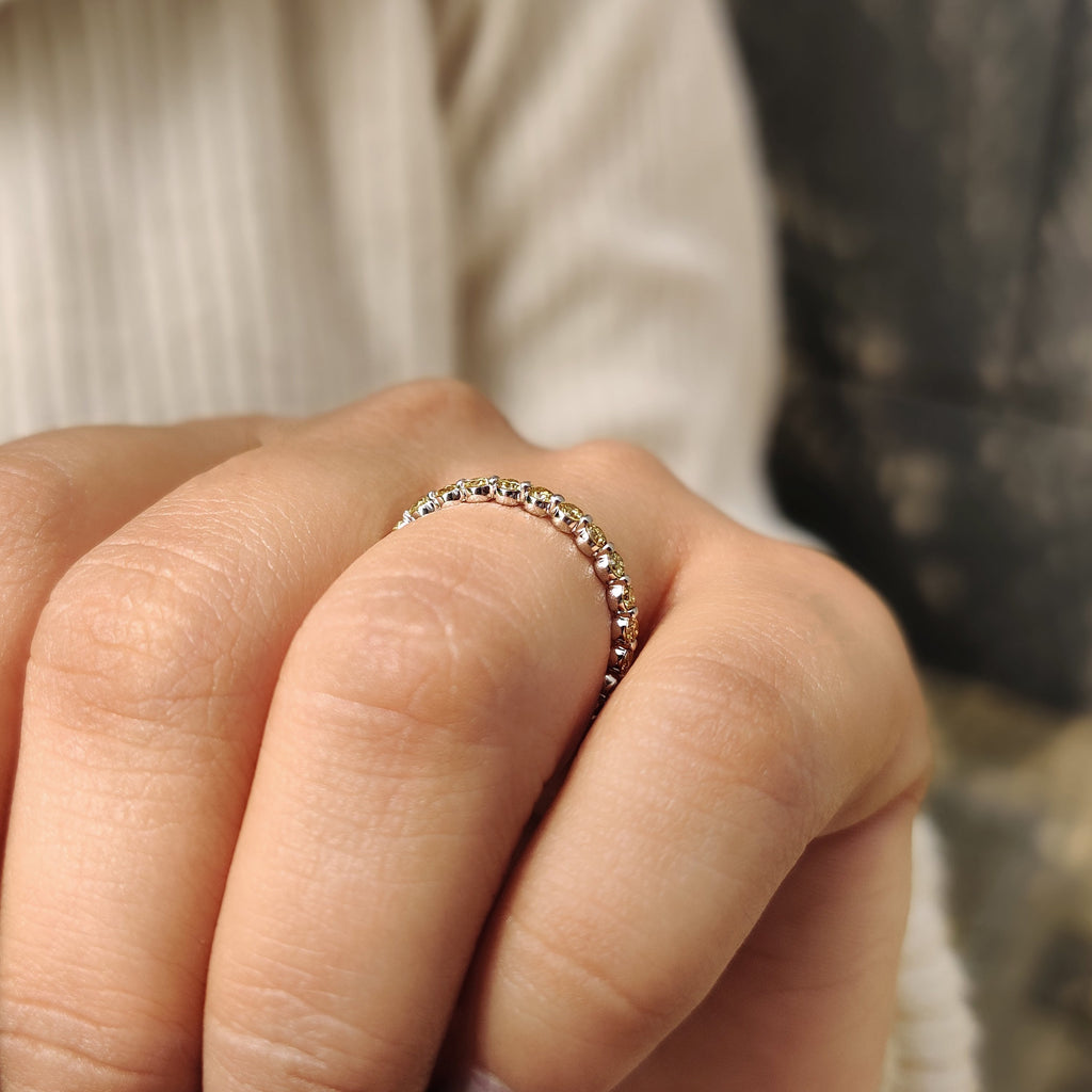 Yellow Diamond Wedding Band With Round Cut