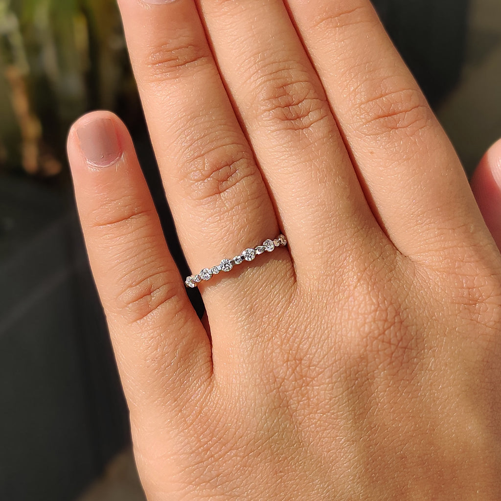 Moissanite Round Cut Half Eternity Band