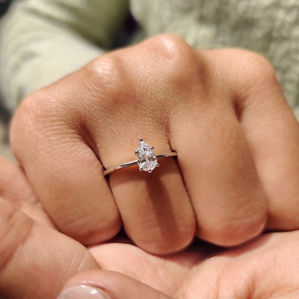 Pear Shaped Engagement Ring In White Gold