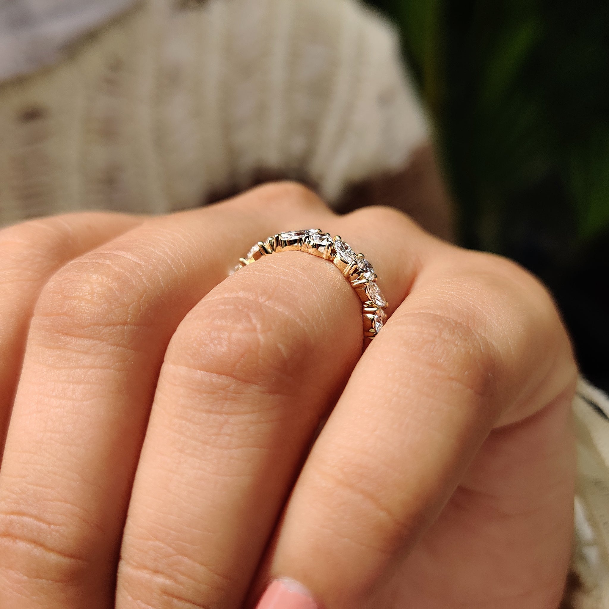 Half Eternity Marquise And Round Wedding Band