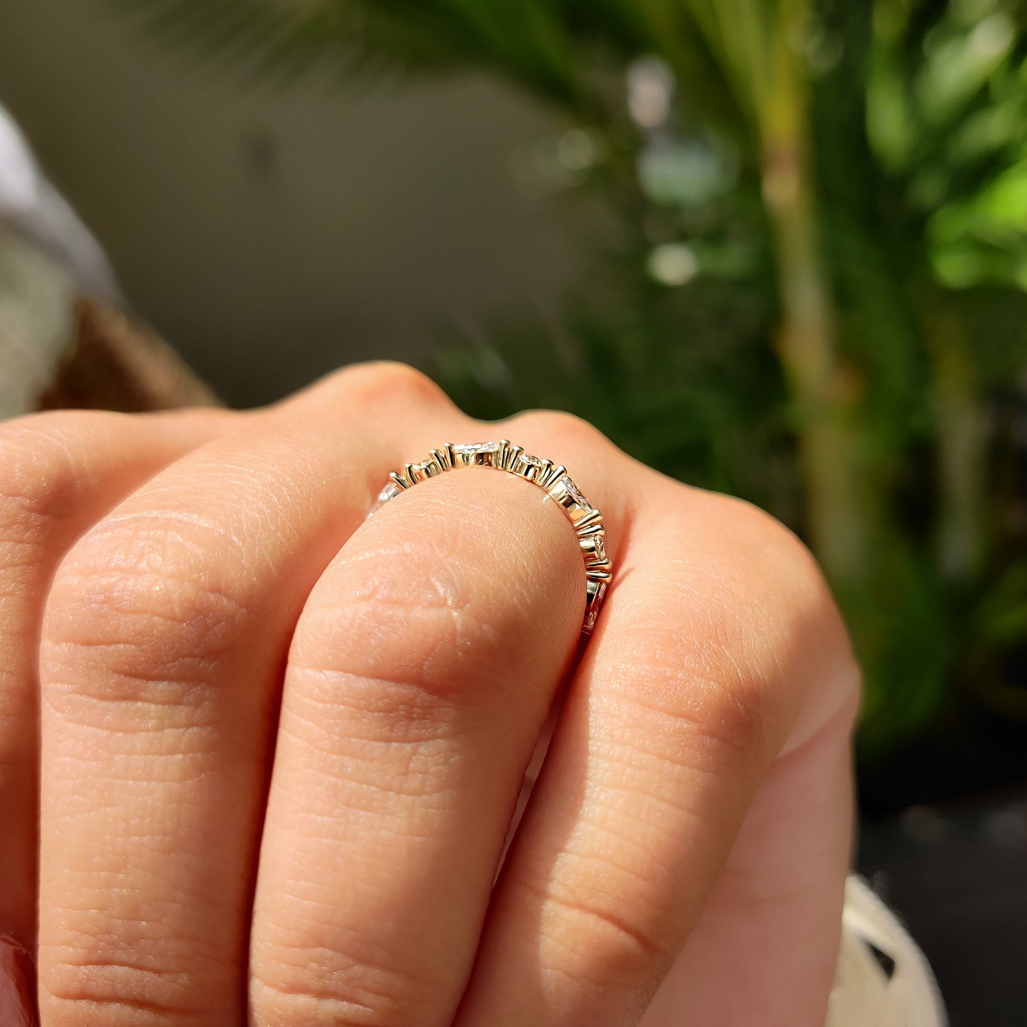3/4 Eternity Marquise And Round Wedding Band
