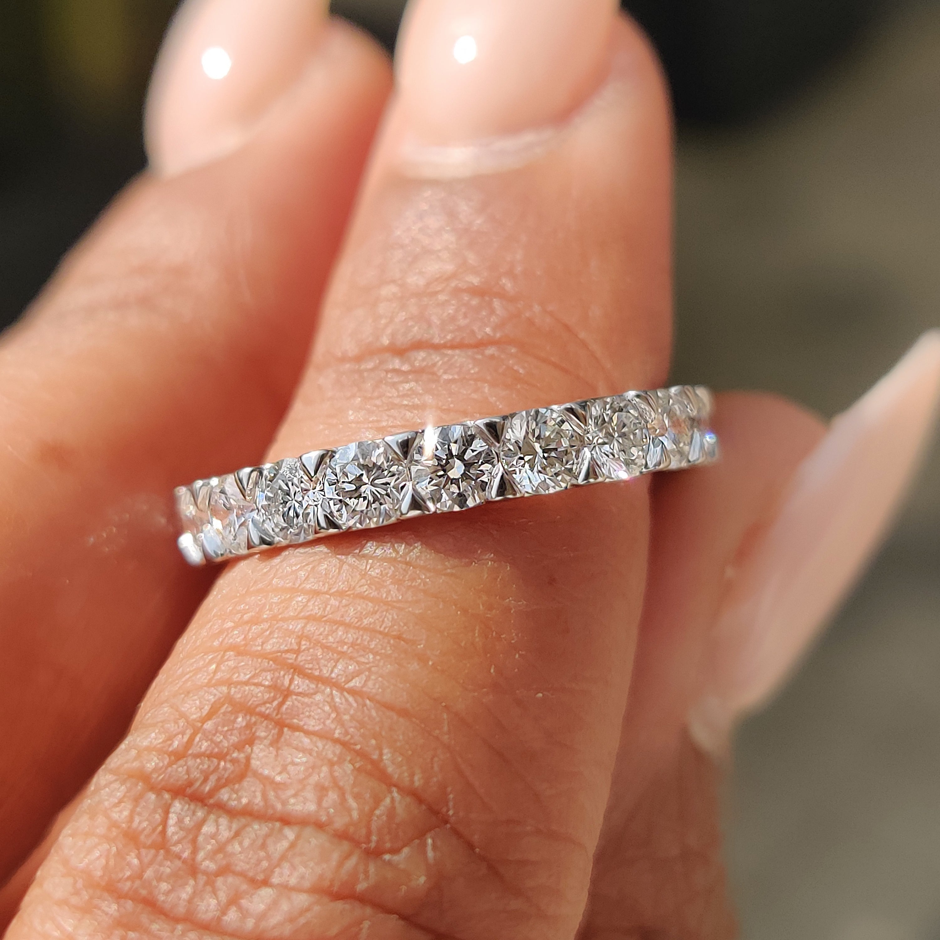 Round Cut Eternity Band In Secure Prong Setting