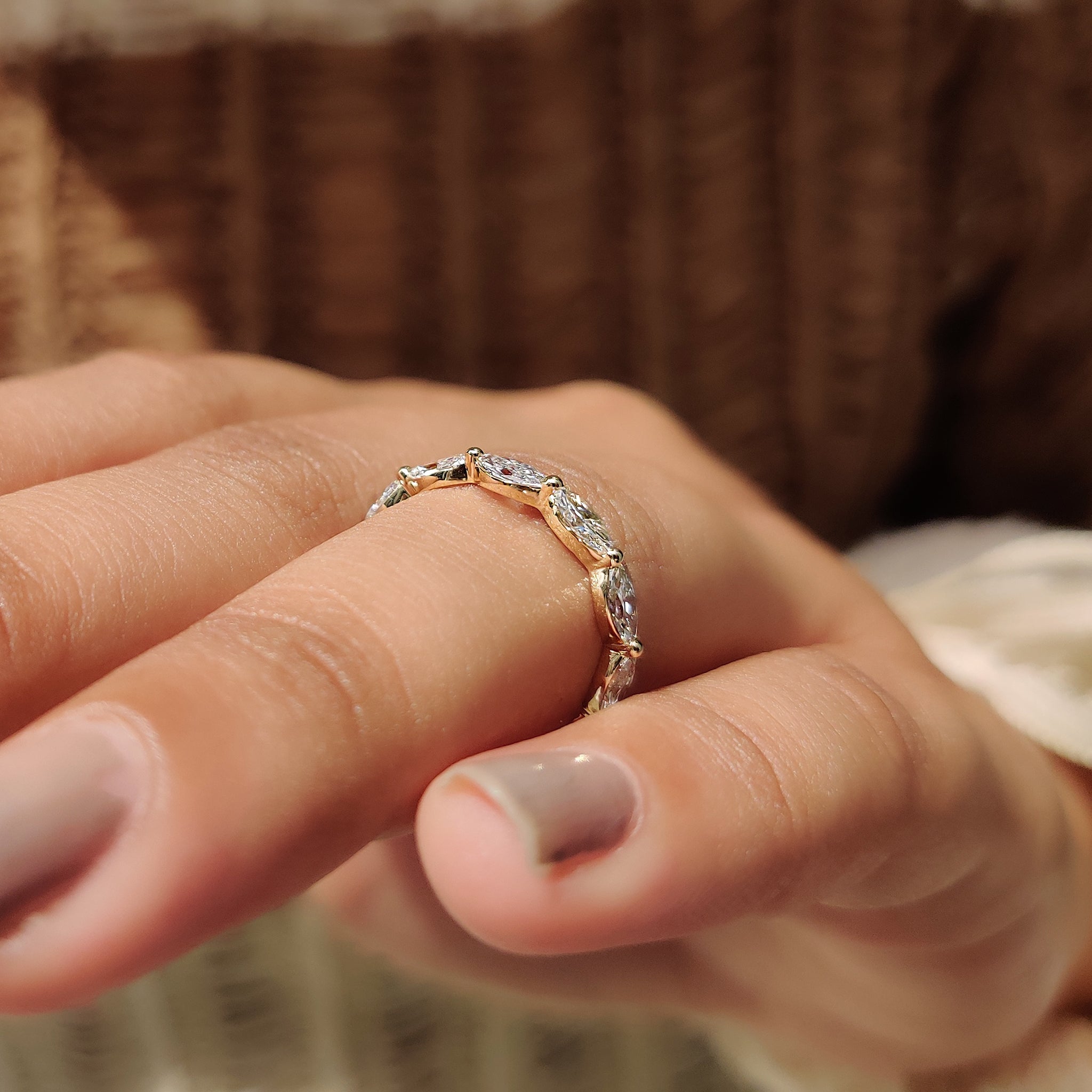 Gold Marquise Wedding Band In Eternity Style