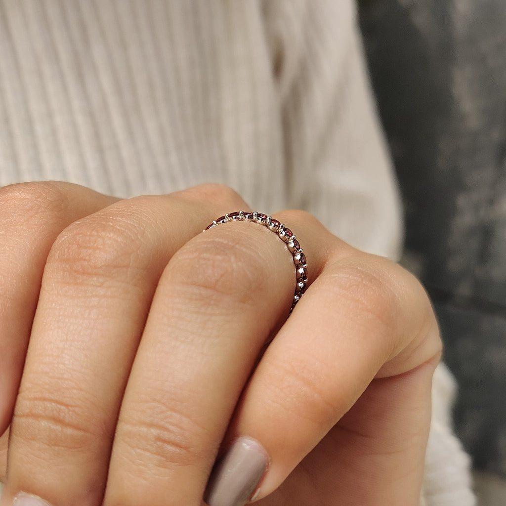 Red Diamond Wedding Band In Eternity Style