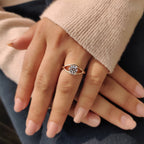 Evil Eye Ring Gold Style with Round Diamond