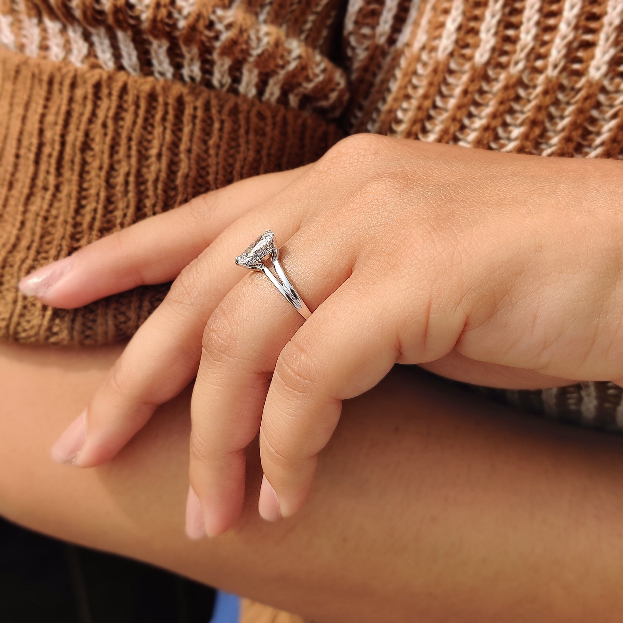 Split Shank Engagement Ring with Pear Diamond