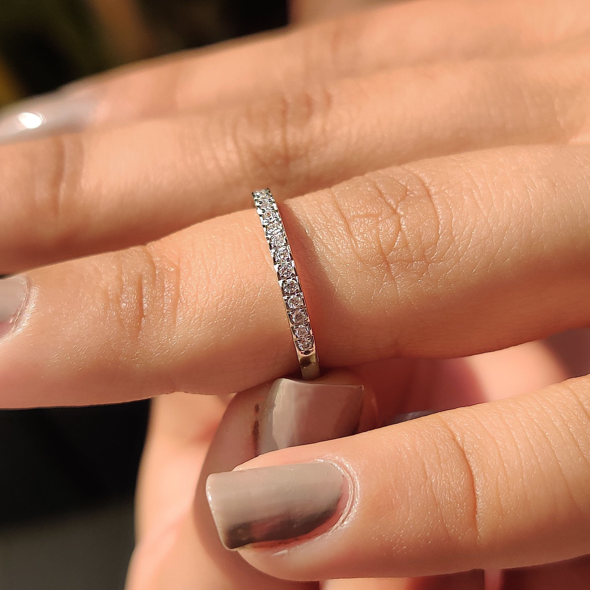 Half Eternity White Gold Diamond Band With Round Cut