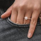 1.50 CT Cushion Cut Moissanite Hidden Halo Engagement Ring