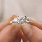 1.60 CT Round Cut Three Stone Moissanite Engagement Ring