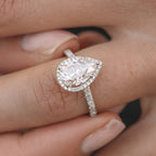 1.93 CT Pear Cut Moissanite Halo Engagement Ring
