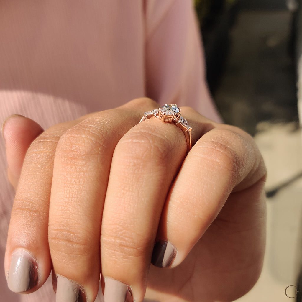 3 Stone Engagement Ring With Marquise And Kite Cut