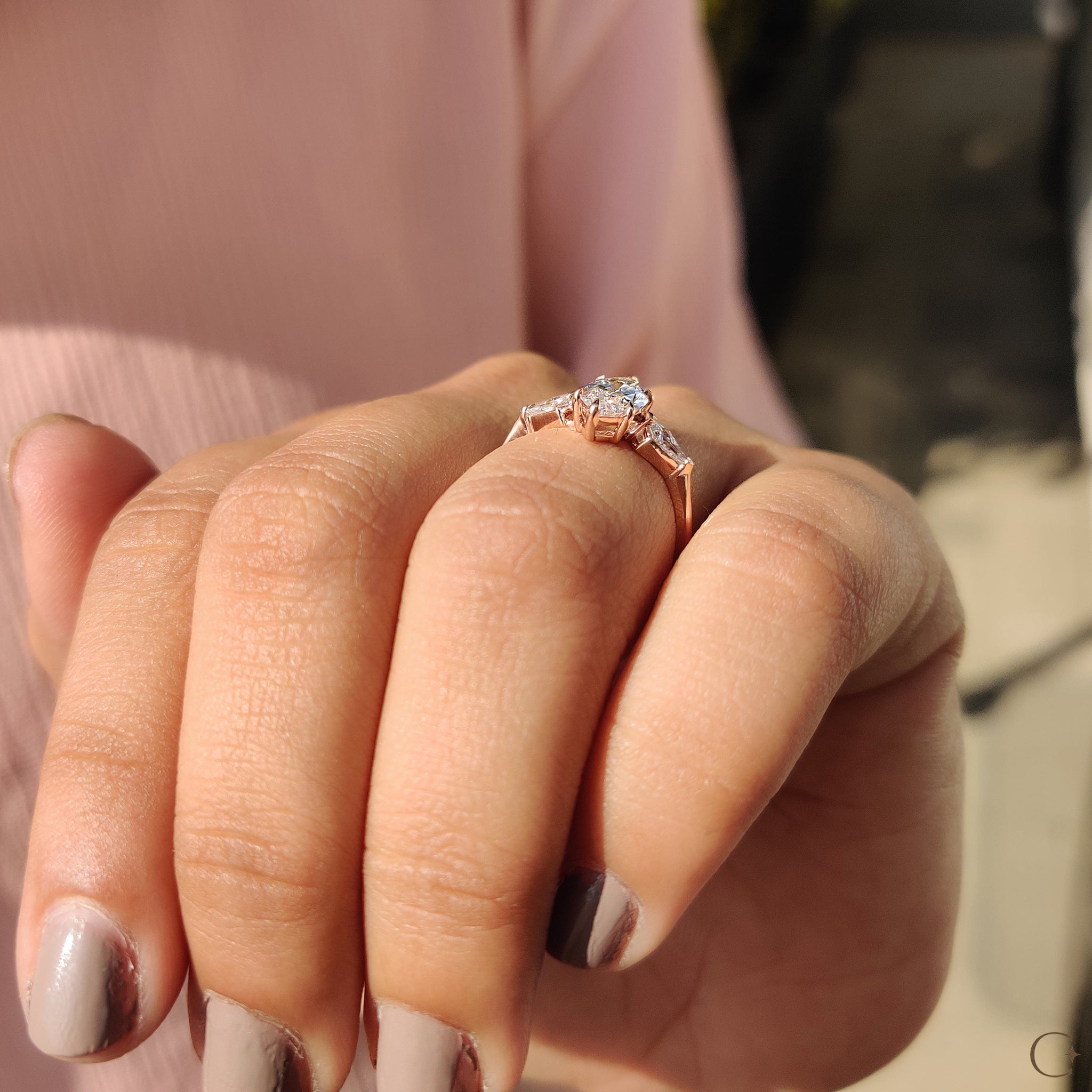 3 Stone Engagement Ring With Marquise And Kite Cut