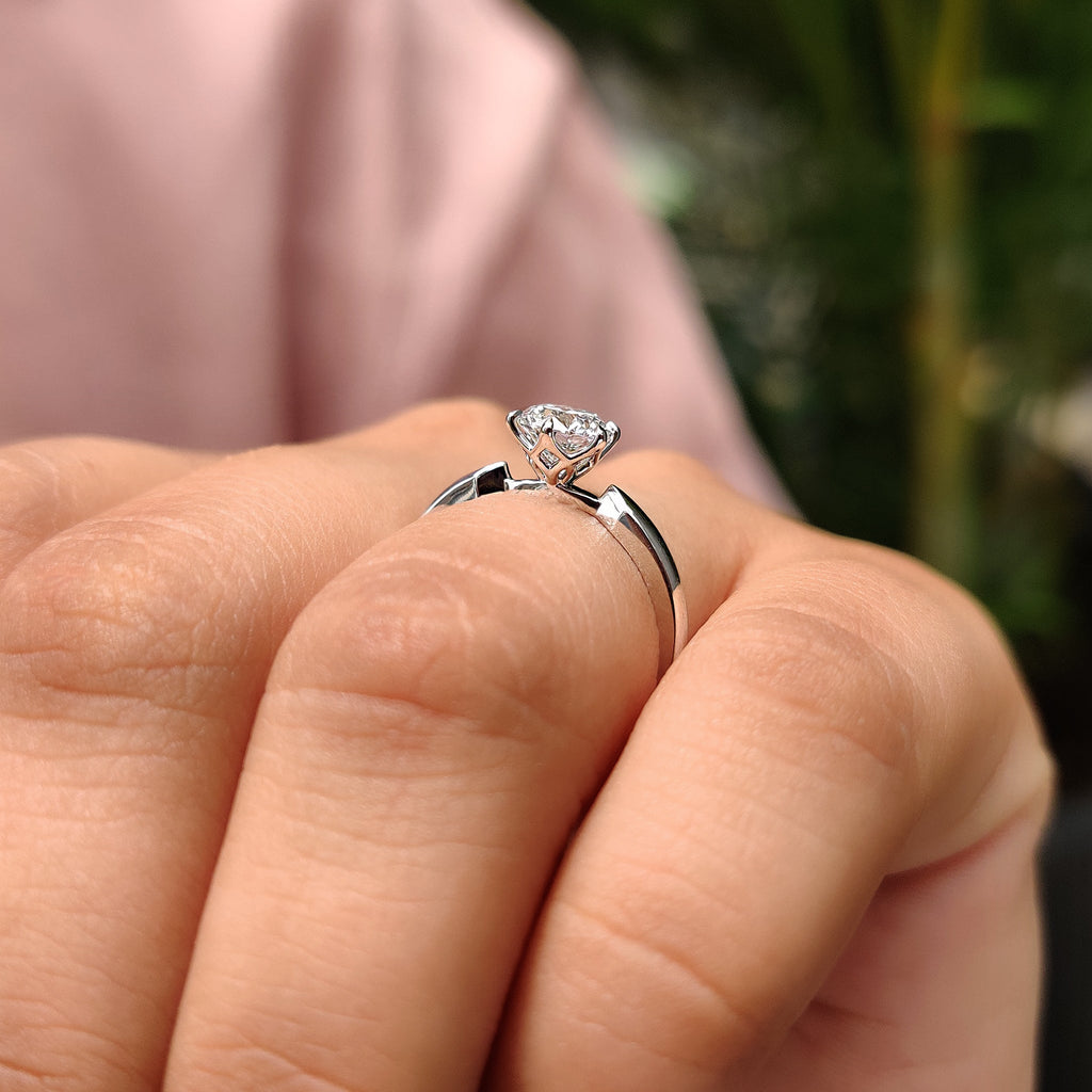 Round Solitaire Engagement Ring With Tulip Style