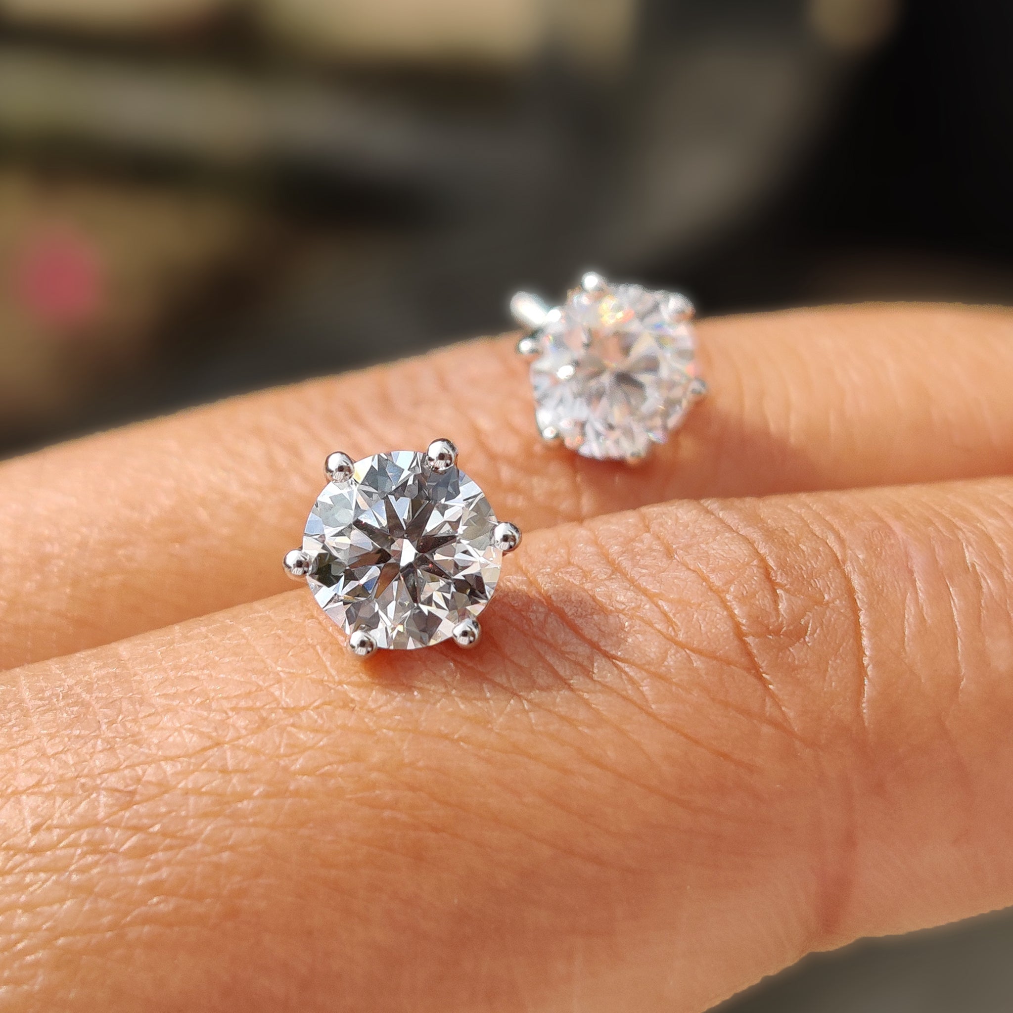 Stud Round Cut Diamond Earrings
