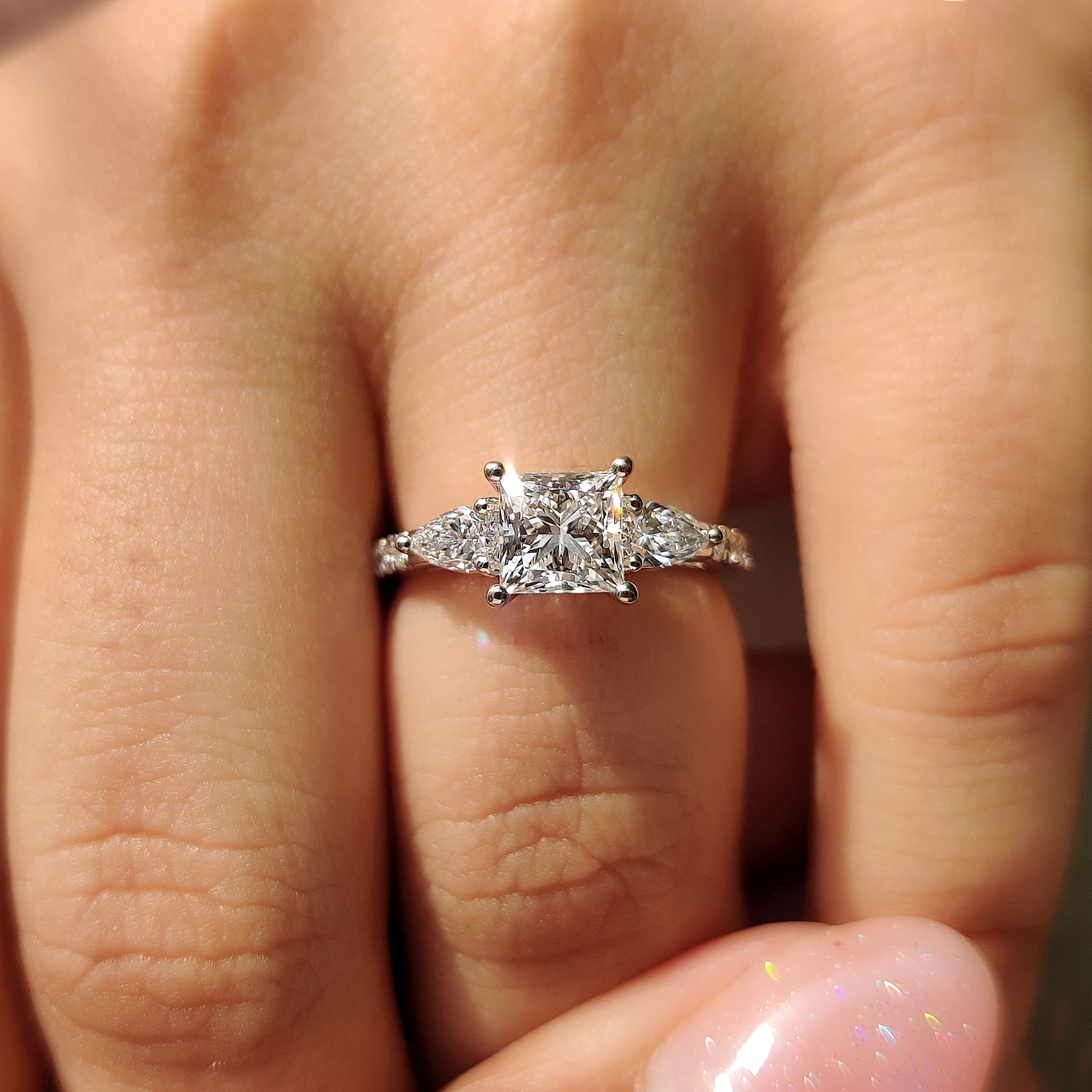 Princess Cut Diamond In Pave Setting Ring