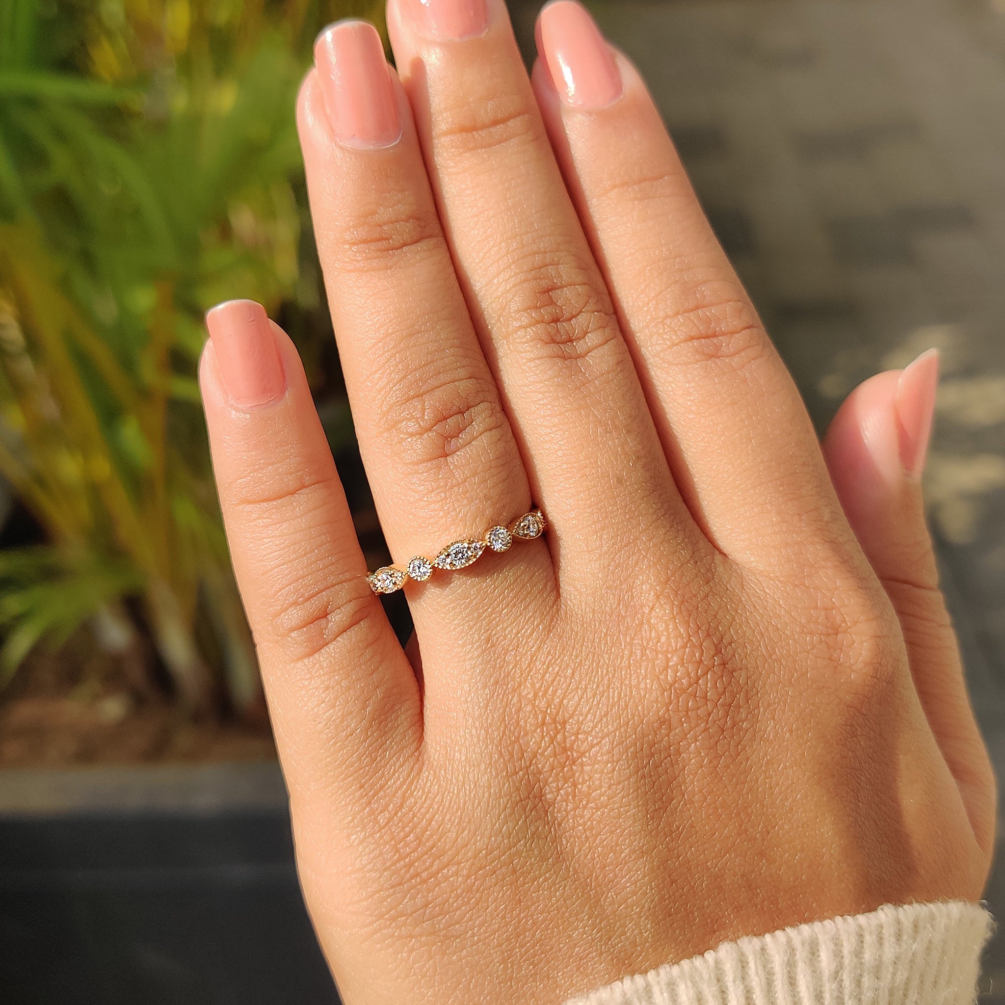 Yellow Gold Milgrain Diamond Wedding Band