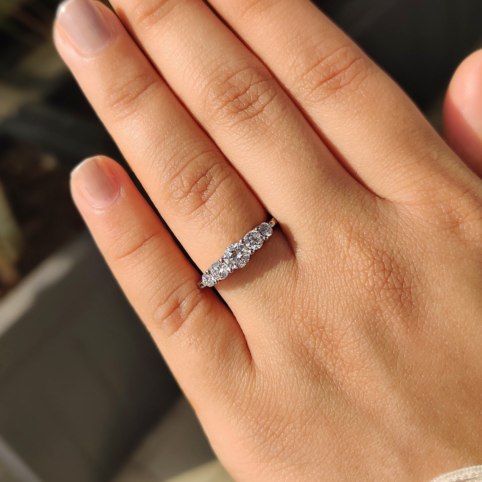 5 Stone Wedding Band With Round Cut Diamond Secondary image