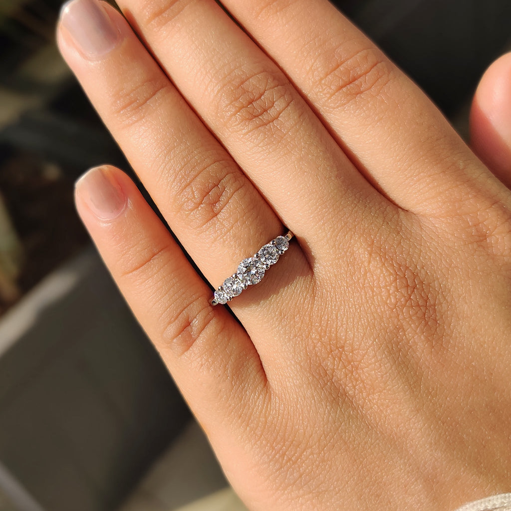 5 Stone Wedding Band With Round Cut Diamond
