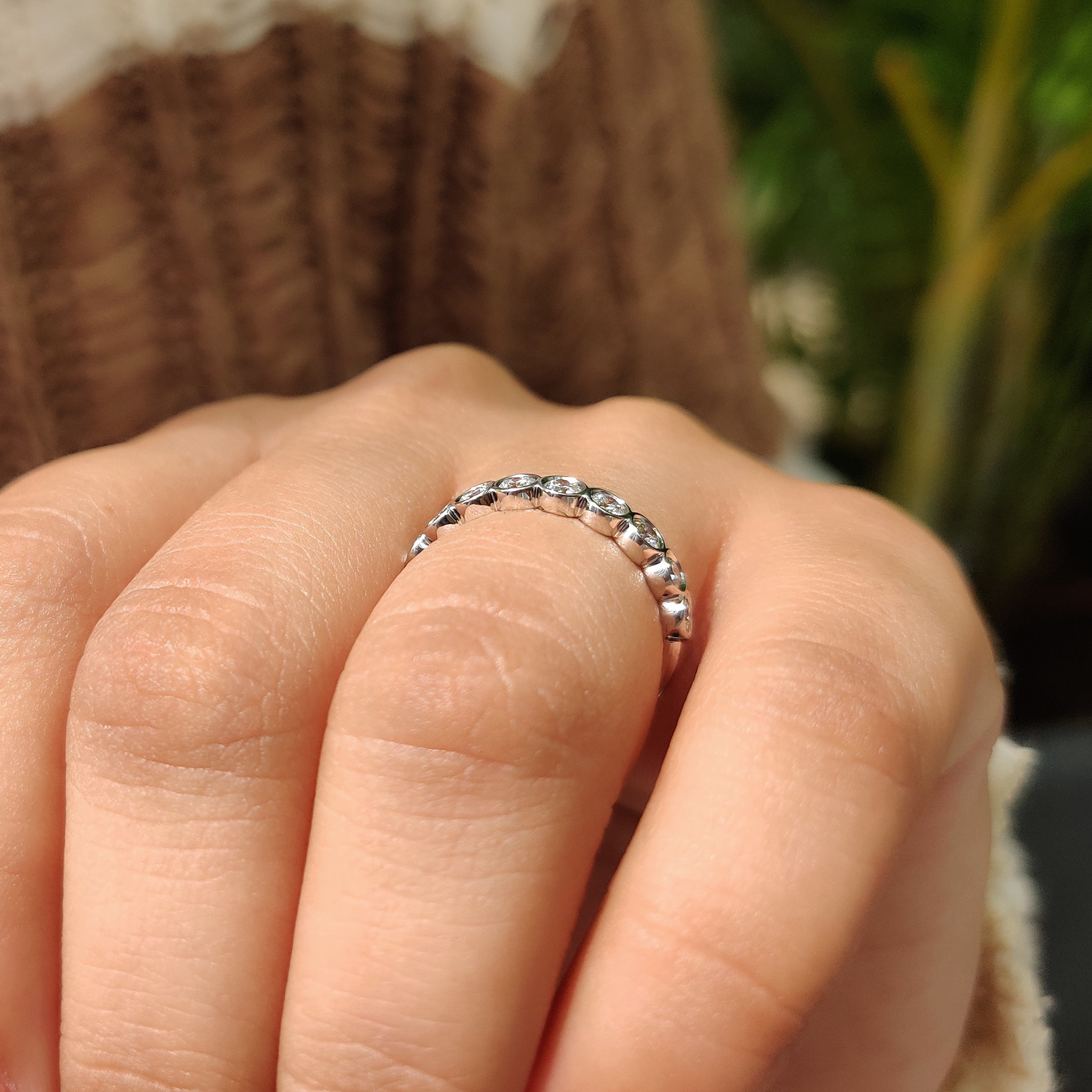 Bezel Set Wedding Band In Round Cut Diamond