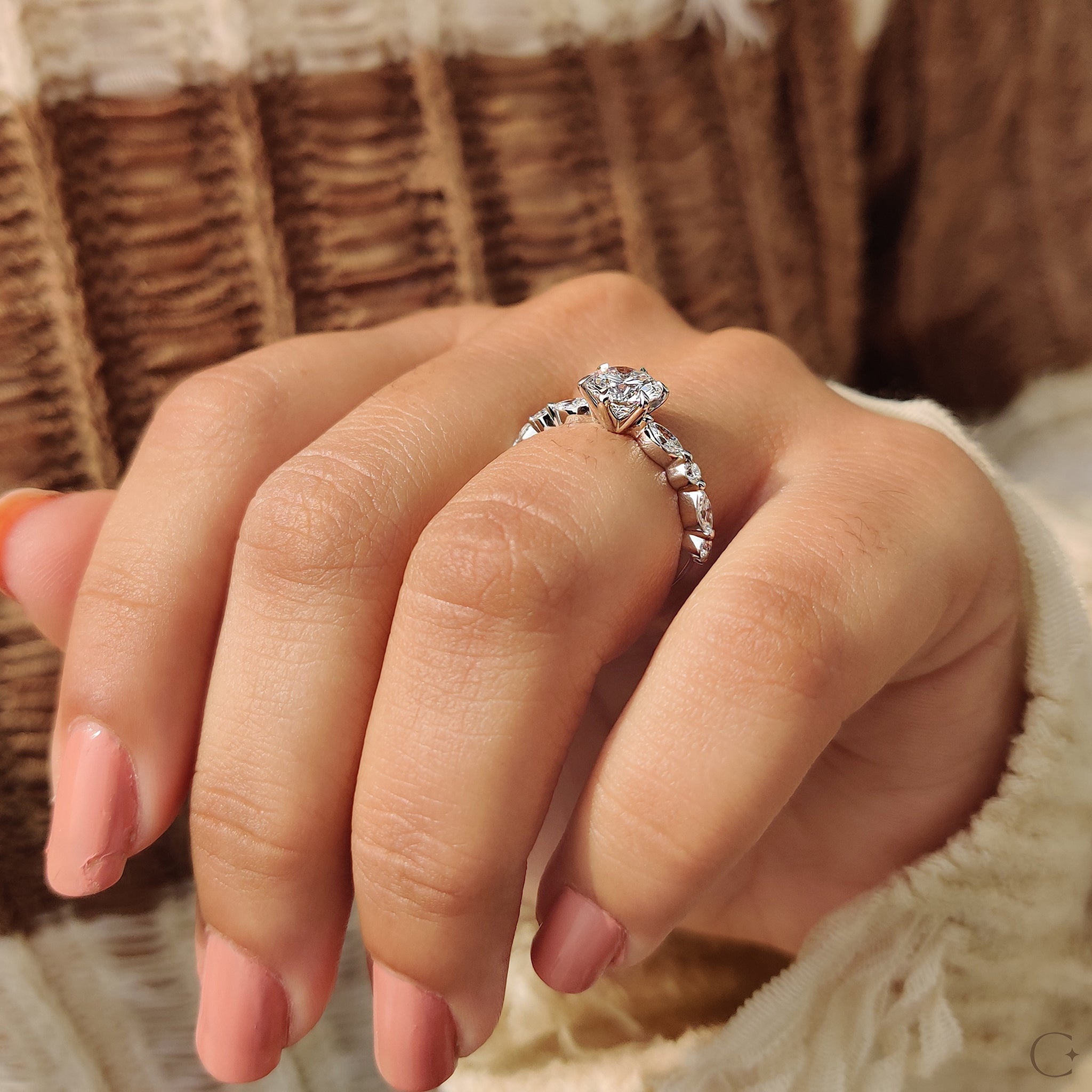Lab Grown Round Diamond Ring In Share Prong Band