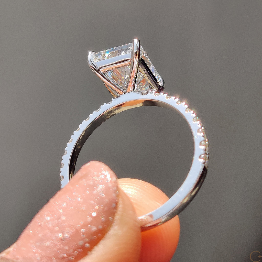 Radiant Cut Ring In Pave Setting
