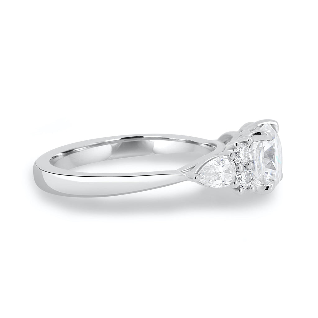 1.25CT Round Cut Cluster Moissanite Engagement Ring