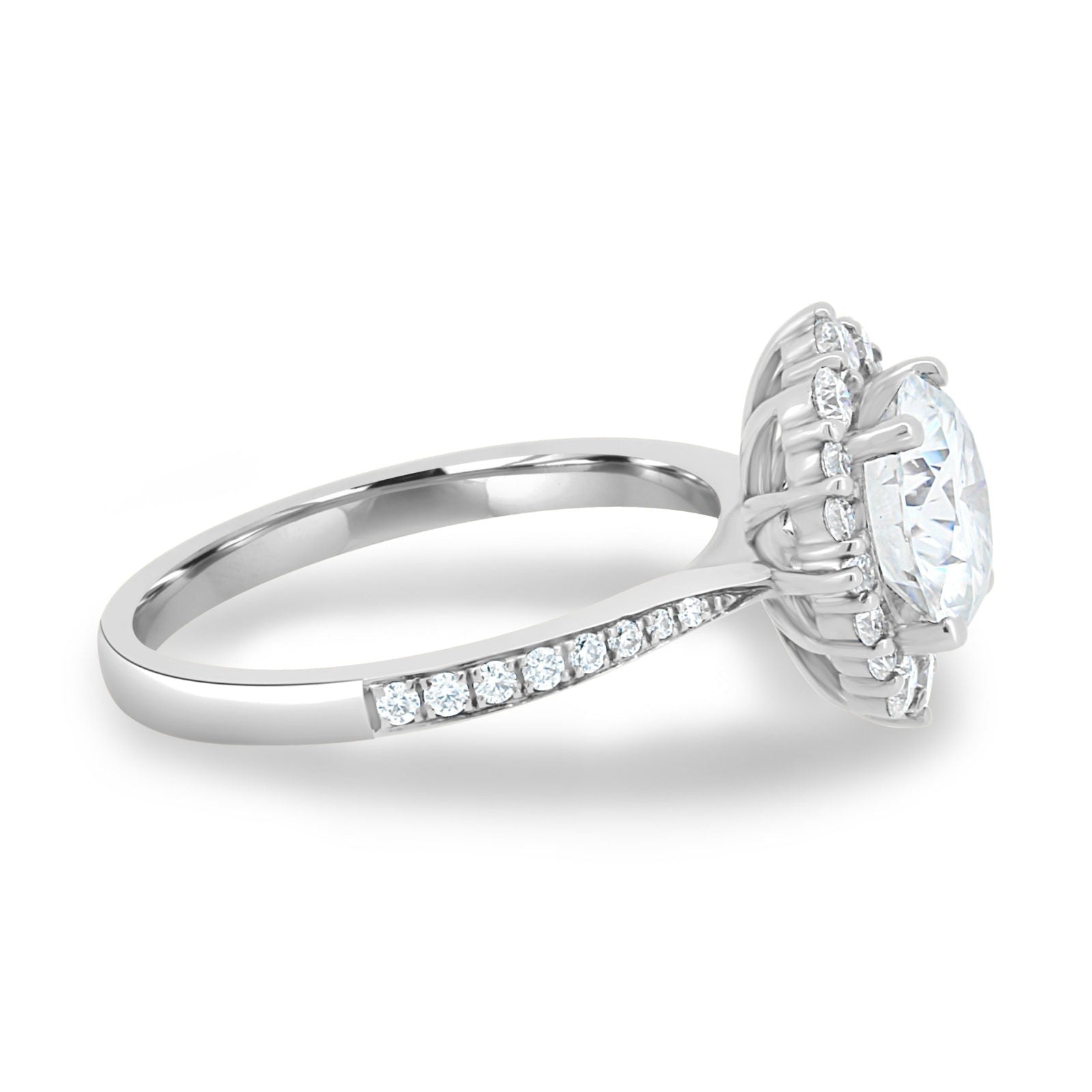 1.35 CT Round Cut Halo Style Moissanite Engagement Ring