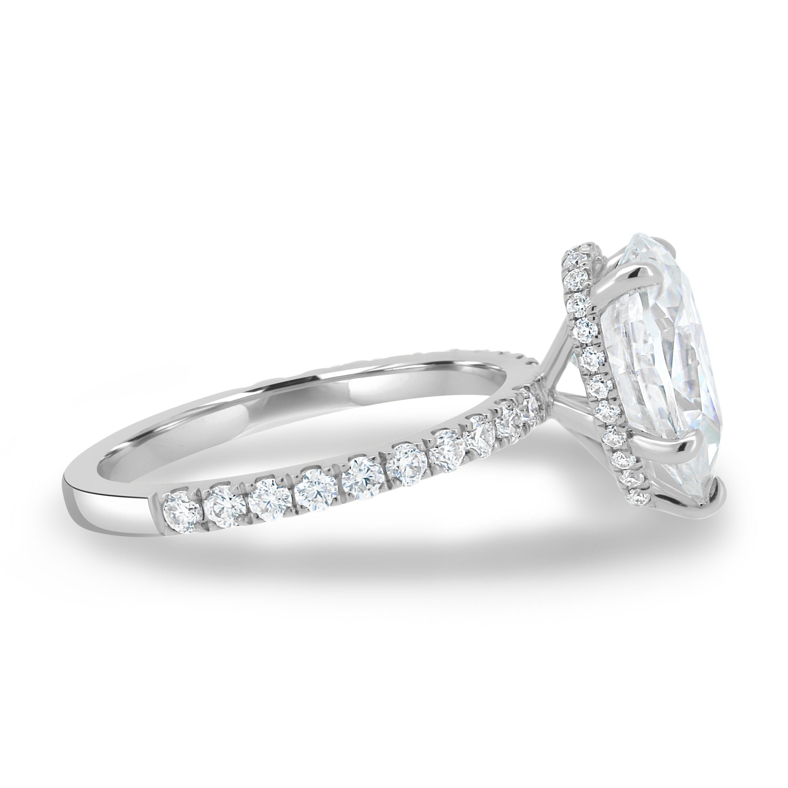 1.80 - 3.80 CT Pear Moissanite Pave Engagement Ring