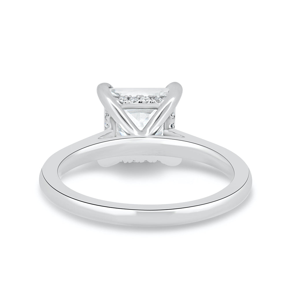 1.90 CT Princess Cut Hidden Halo Moissanite Engagement Ring