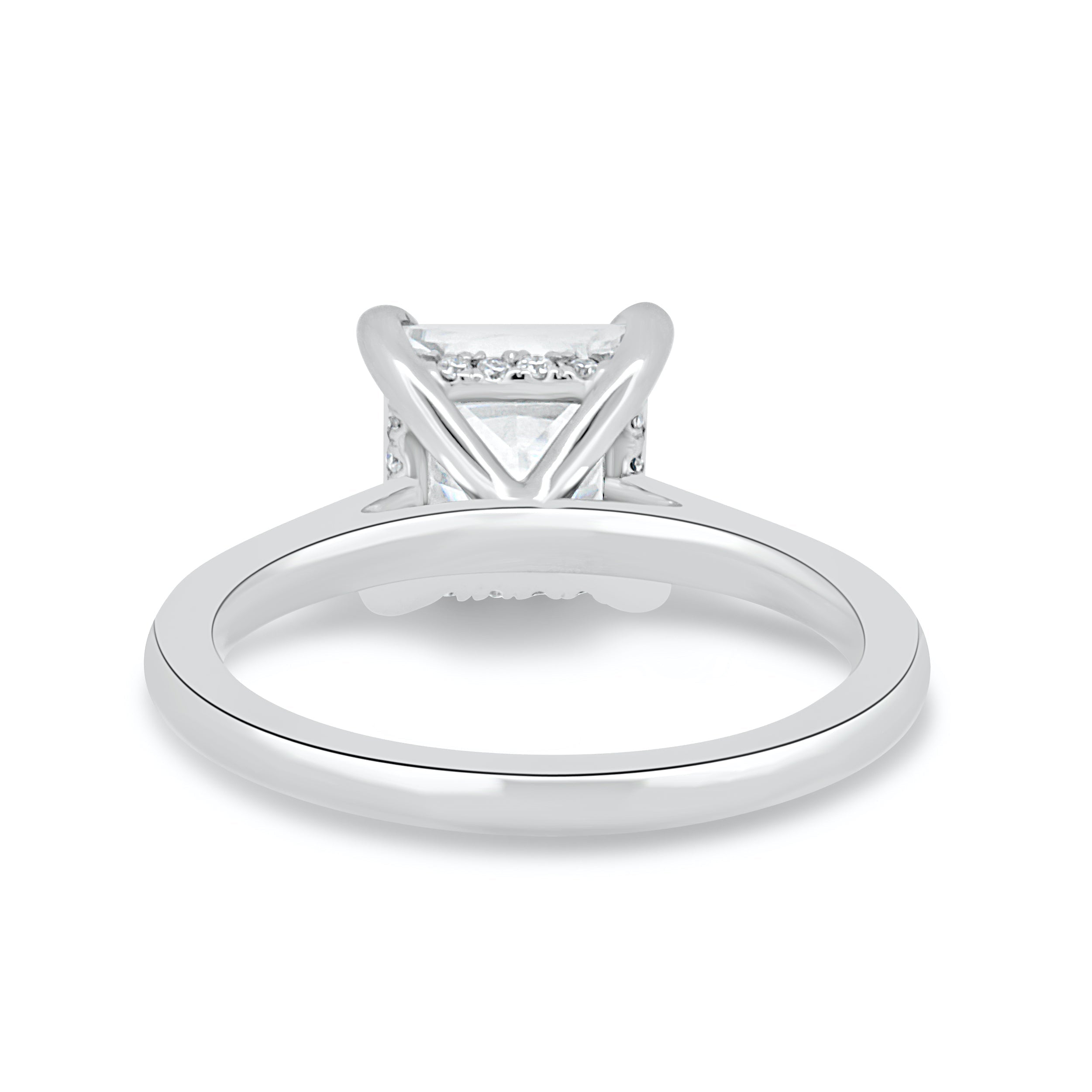1.90 CT Princess Cut Hidden Halo Moissanite Engagement Ring