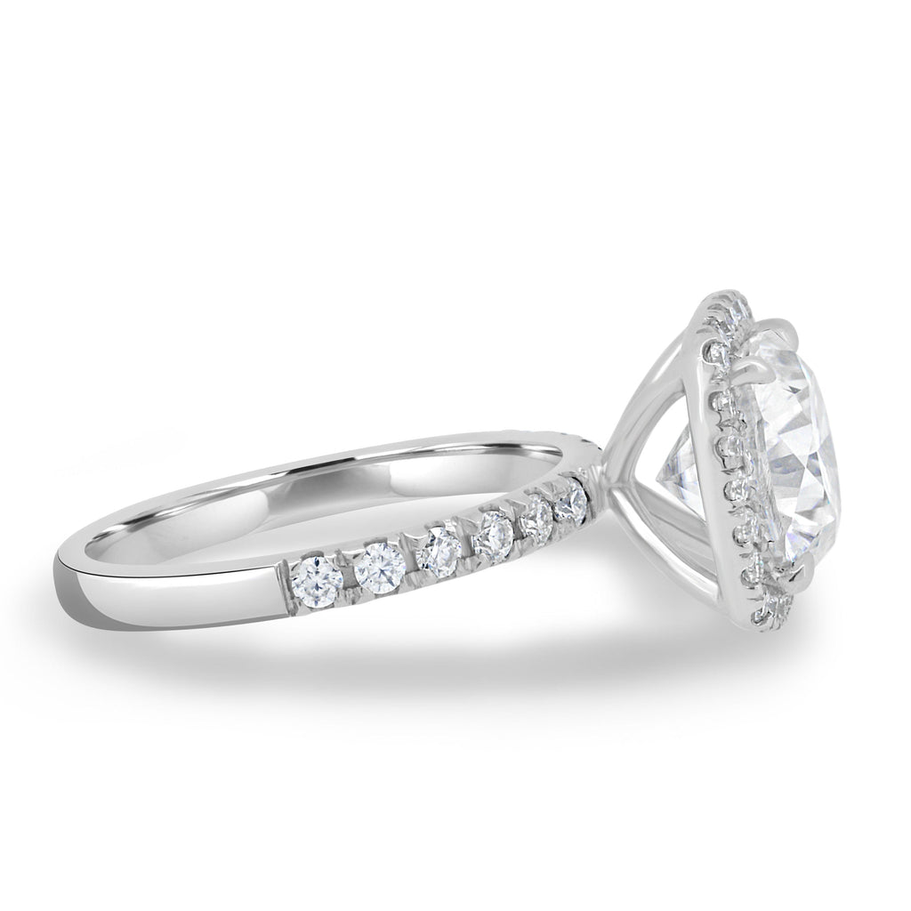 2.50 CT Cushion Moissanite Halo Pave Setting Engagement Ring
