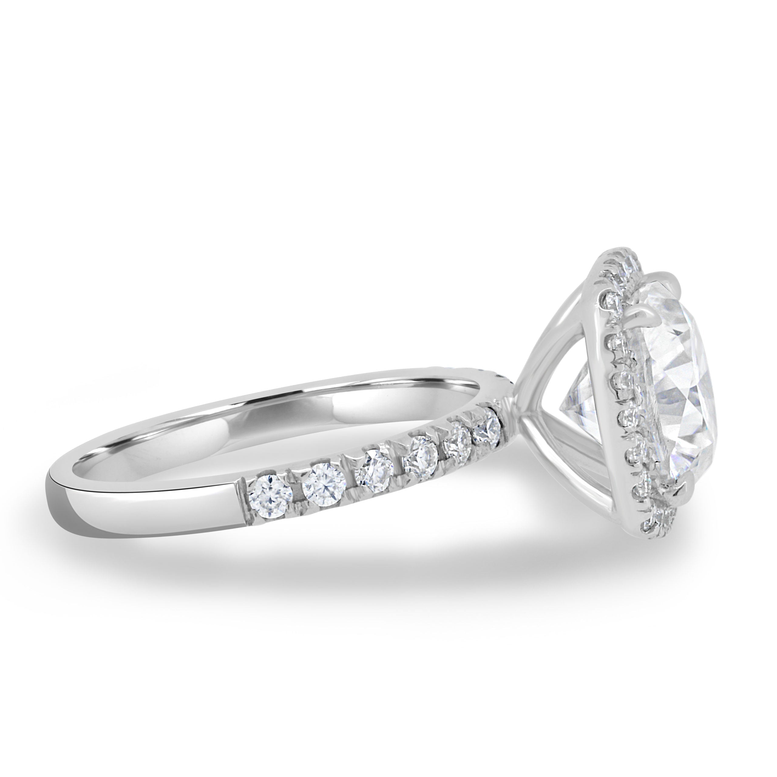 2.50 CT Cushion Moissanite Halo Pave Setting Engagement Ring