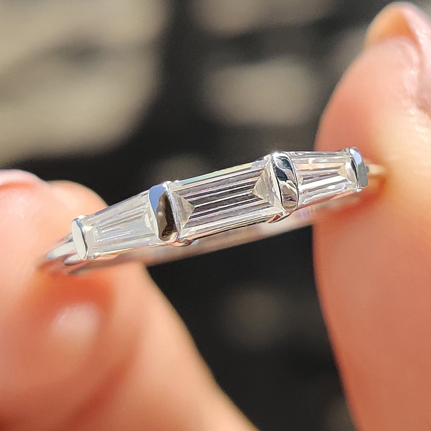 Baguette Wedding Band With Tapered Baguette Side Stones Main image