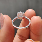 Asscher Cut Moissanite Ring In Tapered Pave Band