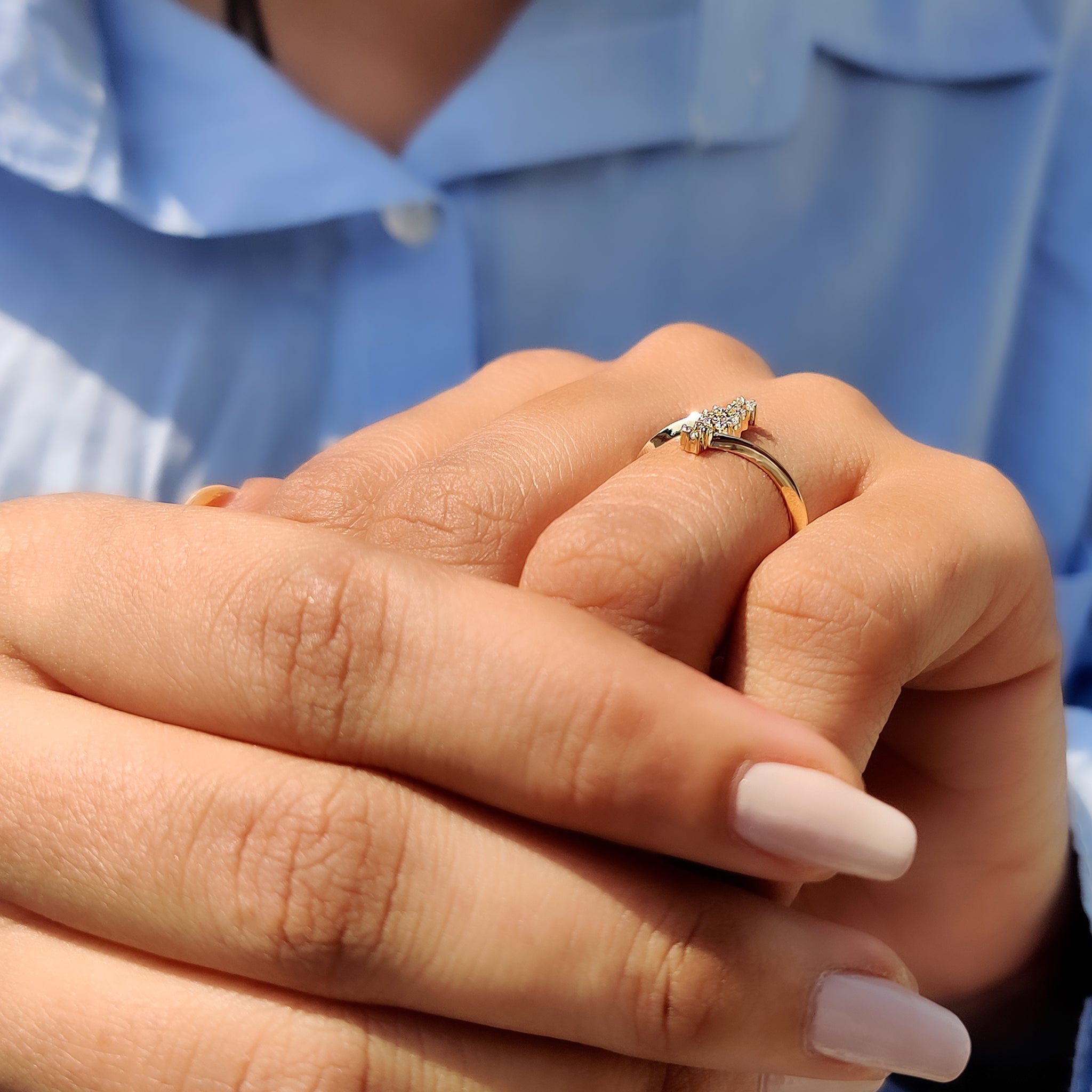 Round Cut Unique engagement ring in Cluster style