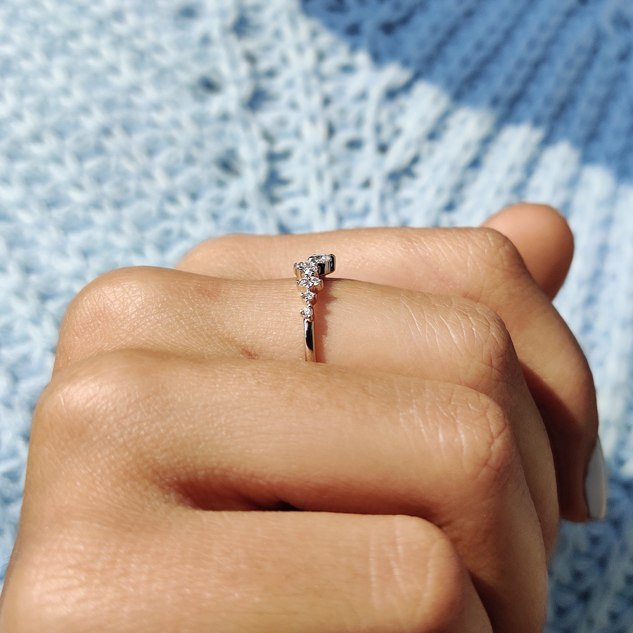 White Gold Round Diamond Cluster Wedding Band