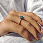 Cyan Blue Marquise Cut Engagement Ring