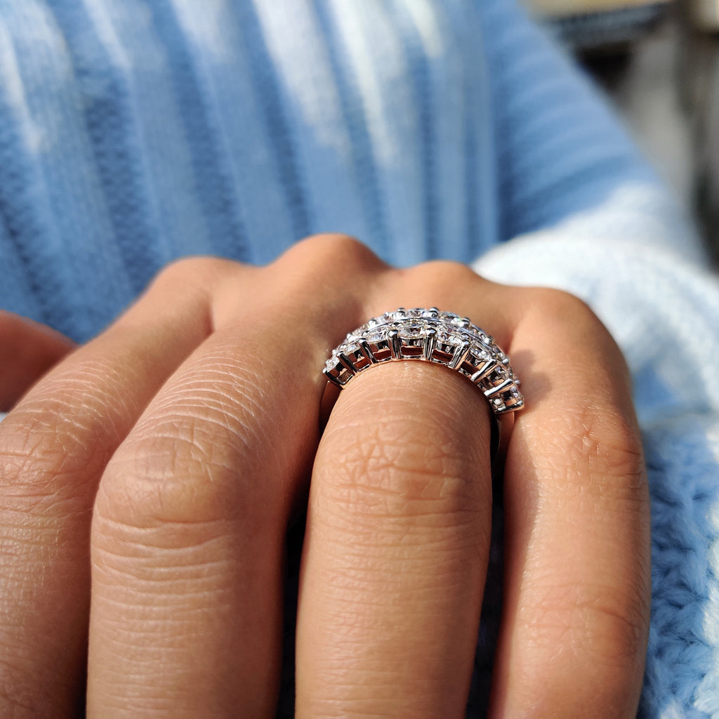 Baguette and Round Wedding Band With Pave Style