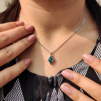 Cyan Blue Lozenge Cut Moissanite Pendant