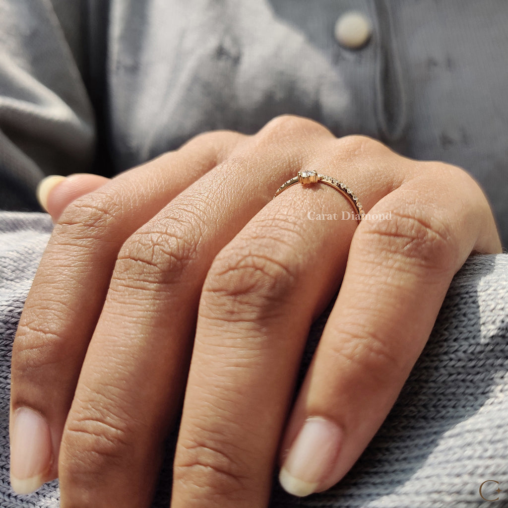 Round Diamond Wedding Band in Sleek Pave Style