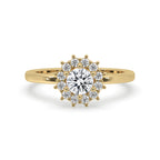 Diamond Cluster Engagement Ring With Prong Setting Charm